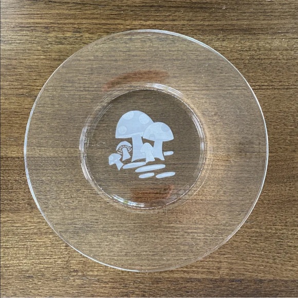 8 Mushroom Plate Vintage MCM Bonwit Teller 1950's Clear Glass Salad Dish SET - Picture 3 of 11